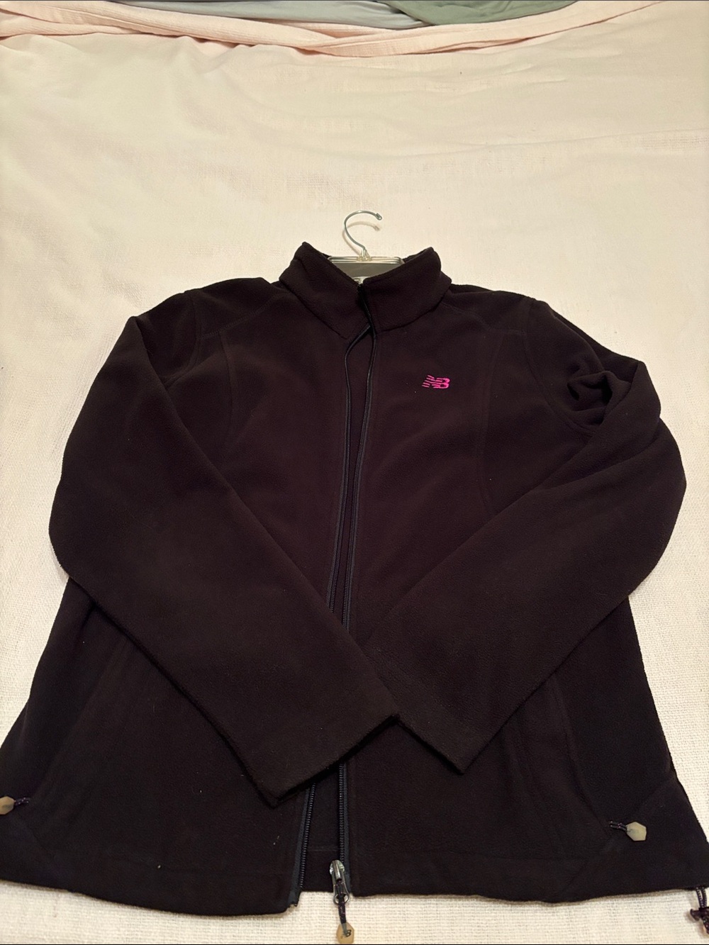 New Balance Black Teddy Fleece Jacket with Pink Logo